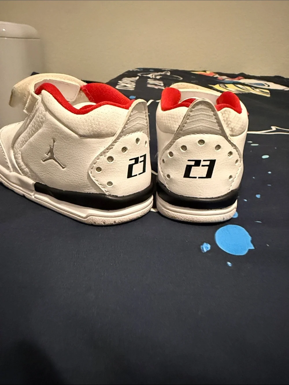 Jordan Toddler White and Red High-Top Sneakers